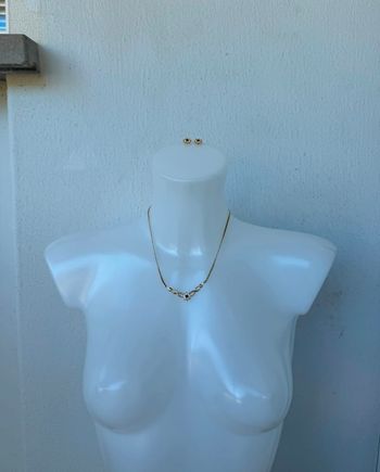 Parure collier et boucles d'oreilles doré avec pierres vintage