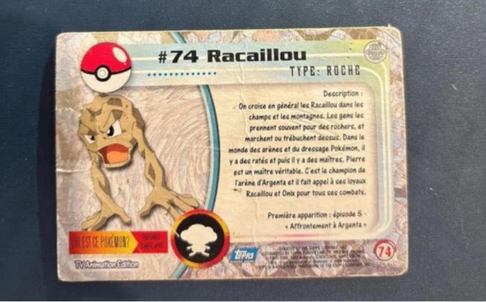 Carte Pokémon topps Racaillou 74 reverse - photo numéro 2