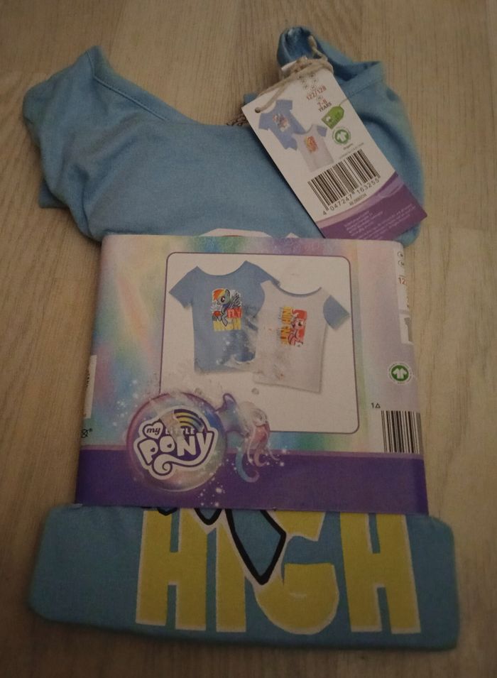 Tee-shirt réversible My Little Poney bleu et blanc T. 7-8 ans NEUF - photo numéro 3