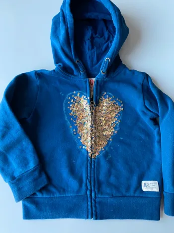 Sweat bleu zippe a capuche