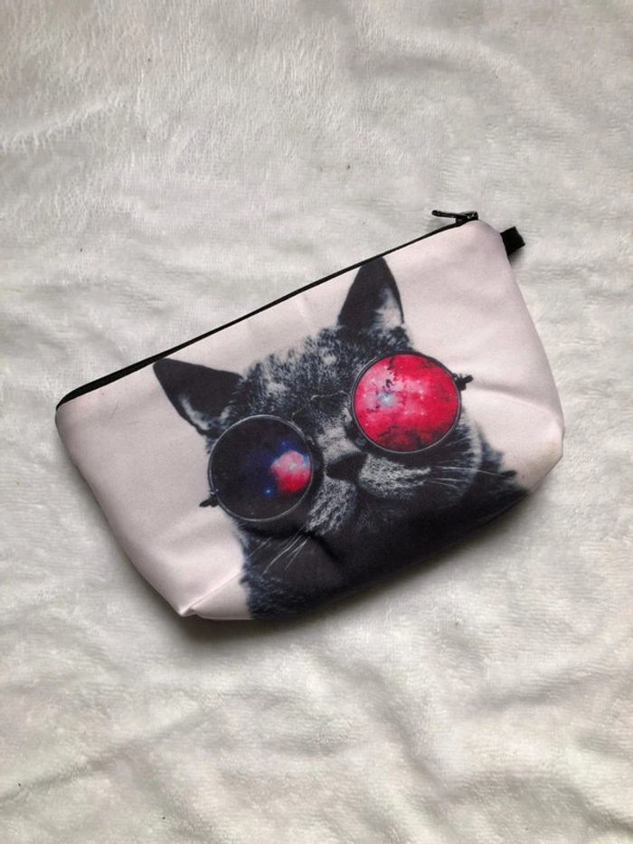 Pochette chat lunette roses