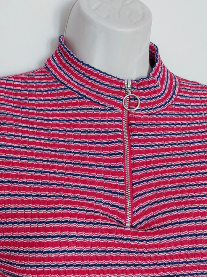 Robe pull polo rayures bordeaux marine blanc y2k / Jennyfer - 36/S à 38/M - photo numéro 7