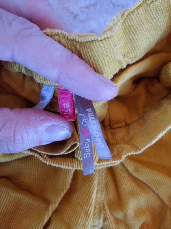 Short Fille 18 mois velours jaune moutarde Orchestra 100% coton - photo numéro 5
