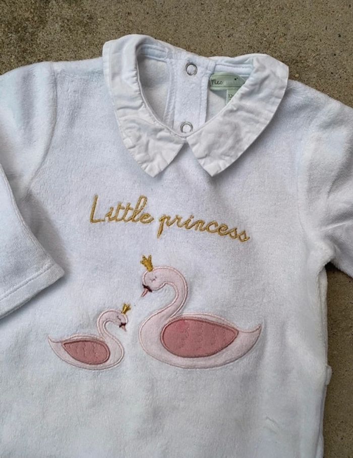 Pyjama velours col Claudine bébé fille 74 cm Mes Petits Cailloux - photo numéro 2