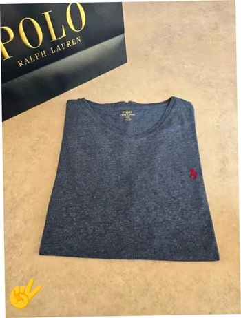 Tee-shirt Ralph lauren L coupe col V bleu Homme Men tee18
