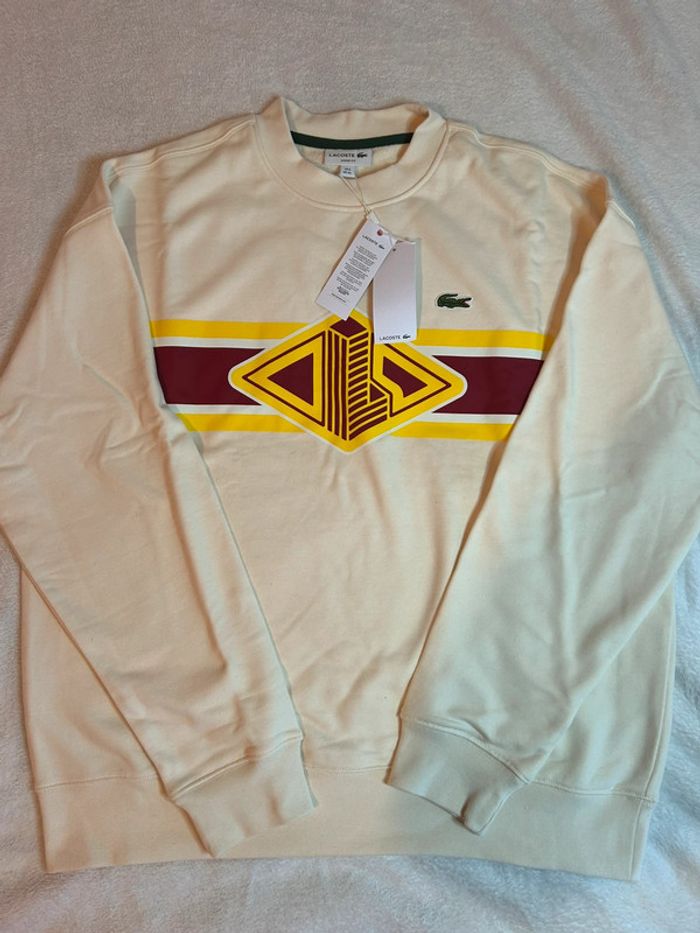 Pull Lacoste Homme Crème Taille XL