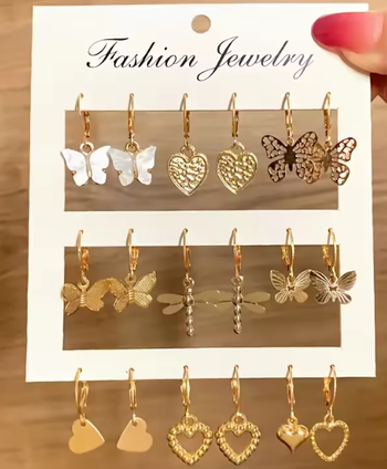 Lot de 9 paires de boucles d oreille Neuf or doré fantaisie bijou