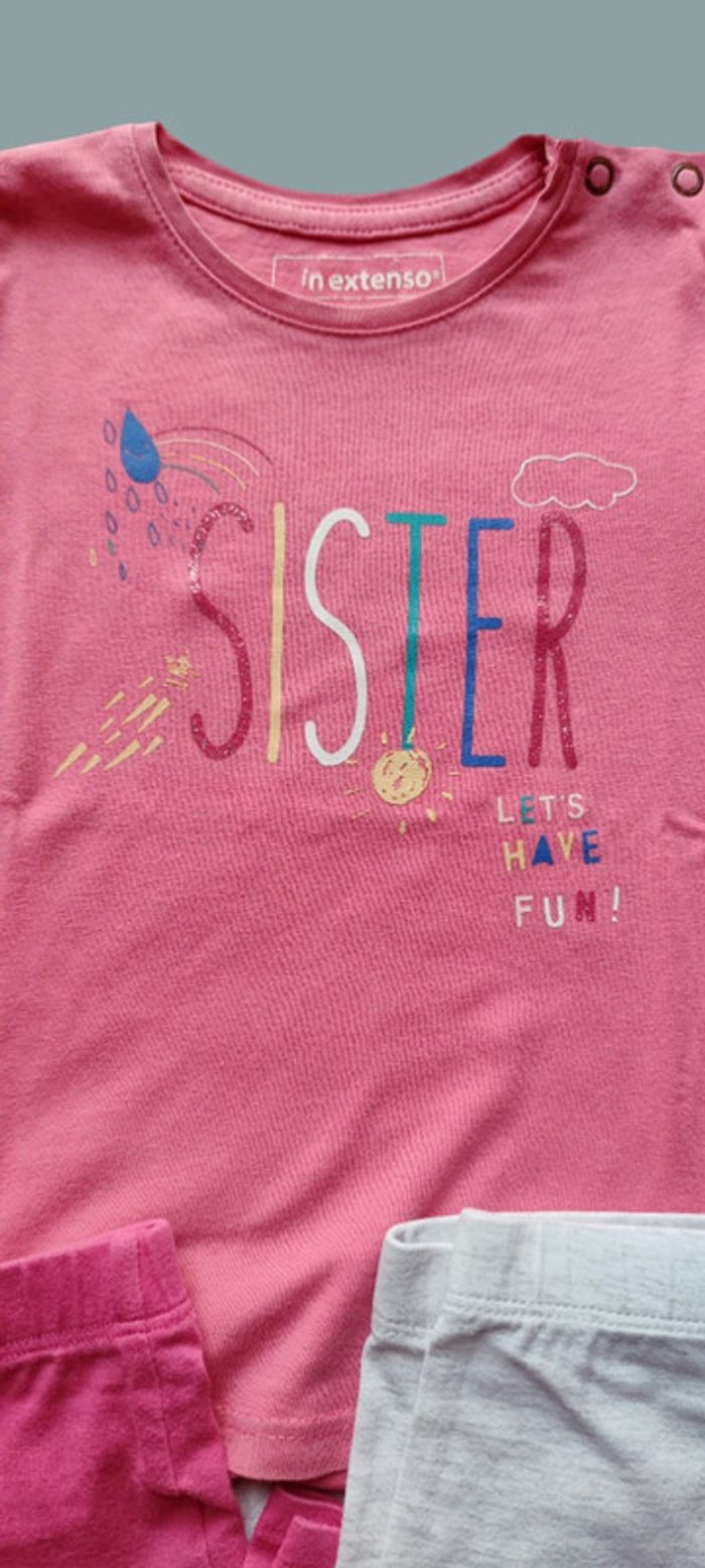 Ensemble tee-shirt + 2 leggings fille - T. 2 ans - photo numéro 2