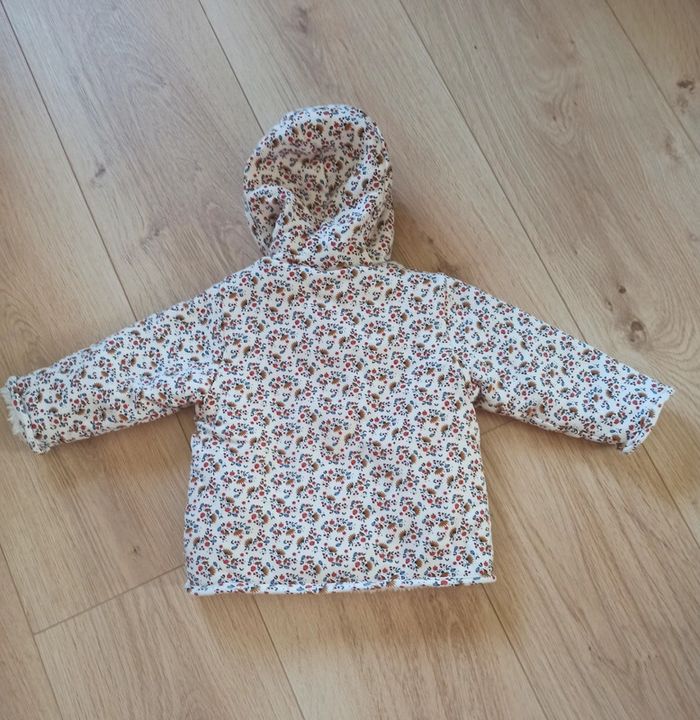 Manteau mi-saison réversible Obaïbi Crème et fleuri - Taille 6 mois 68cm - photo numéro 5