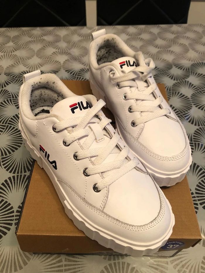 basket fila blanche plateforme sandblast sneakers - photo numéro 2