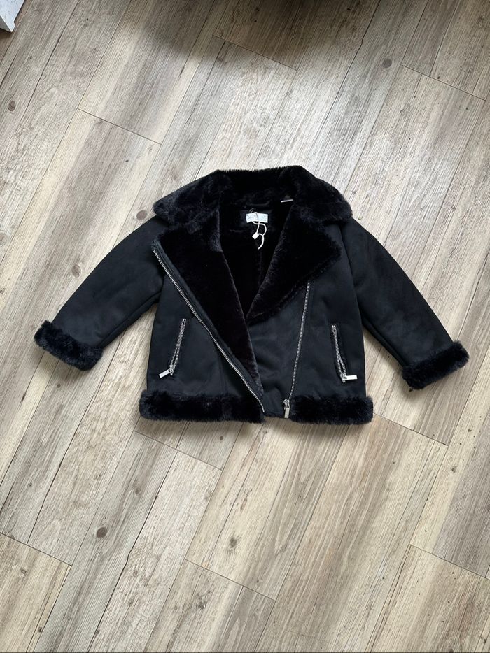 Manteau Perfecto suédine fausse fourrure 3/4 ans mango - photo numéro 2