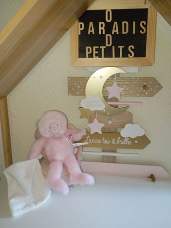 Trop mimi ours rose avec mouchoir 