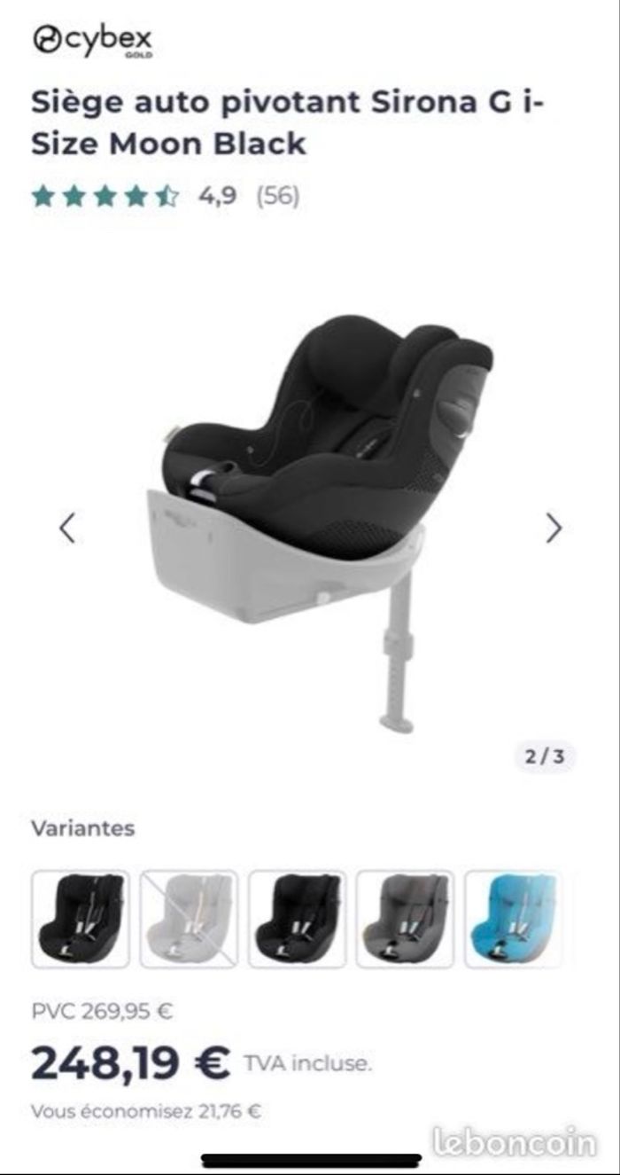 Siège auto neuf Cybex Sirona G I size - photo numéro 3