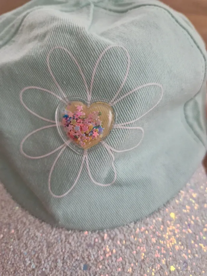 Casquette vert d'eau à paillettes T.52cm - photo numéro 3