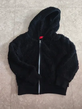 Veste polaire noire à capuche Tissaia - 3 ans
