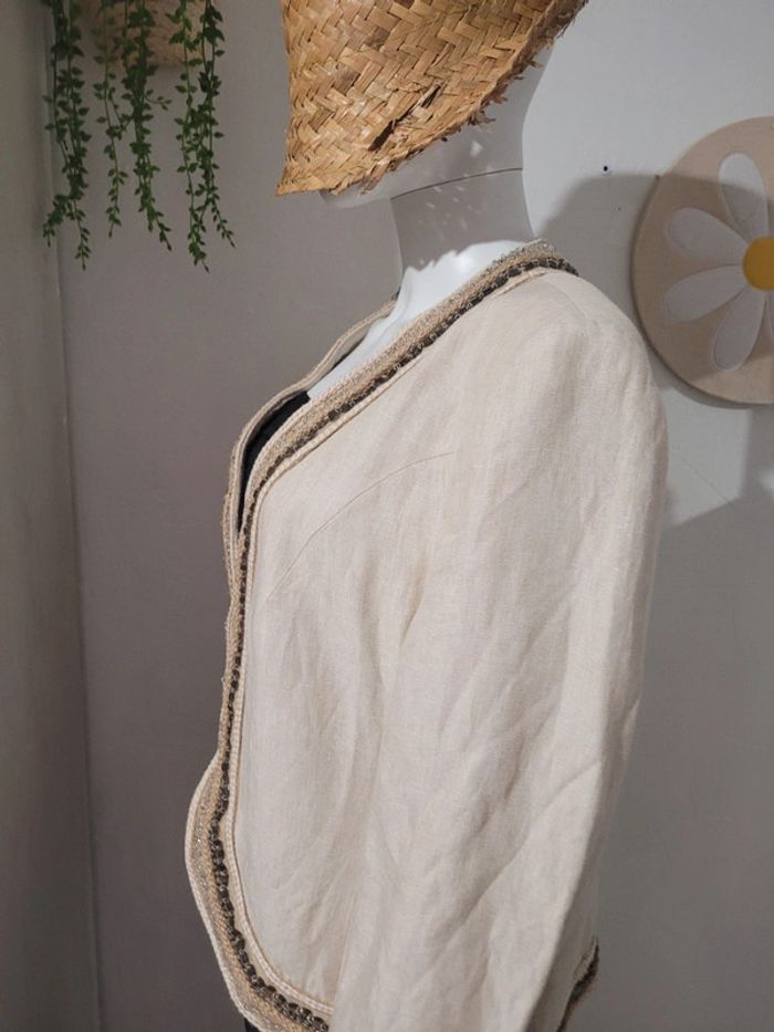 Veste perles avec du lin - photo numéro 5