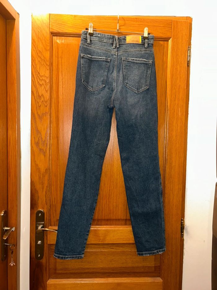 Jean mom slim fit taille haute bleu - photo numéro 3