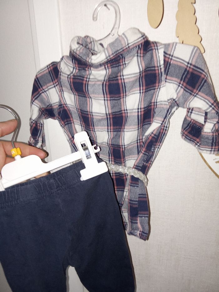 Ensemble bébé fille 3 mois chemise, ceinture, legging boîte à malices - photo numéro 3