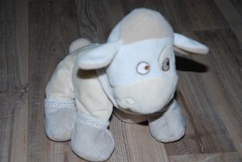 Doudou peluche vache beige bandana pois Mots d'Enfants