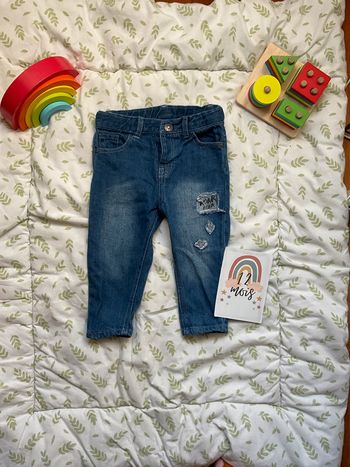 jean slim bleu effet usé taille réglable 12 mois tex