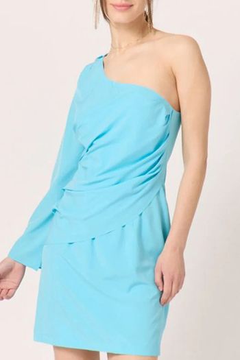 Robe bleu ciel asymétrique drapée Naf Naf