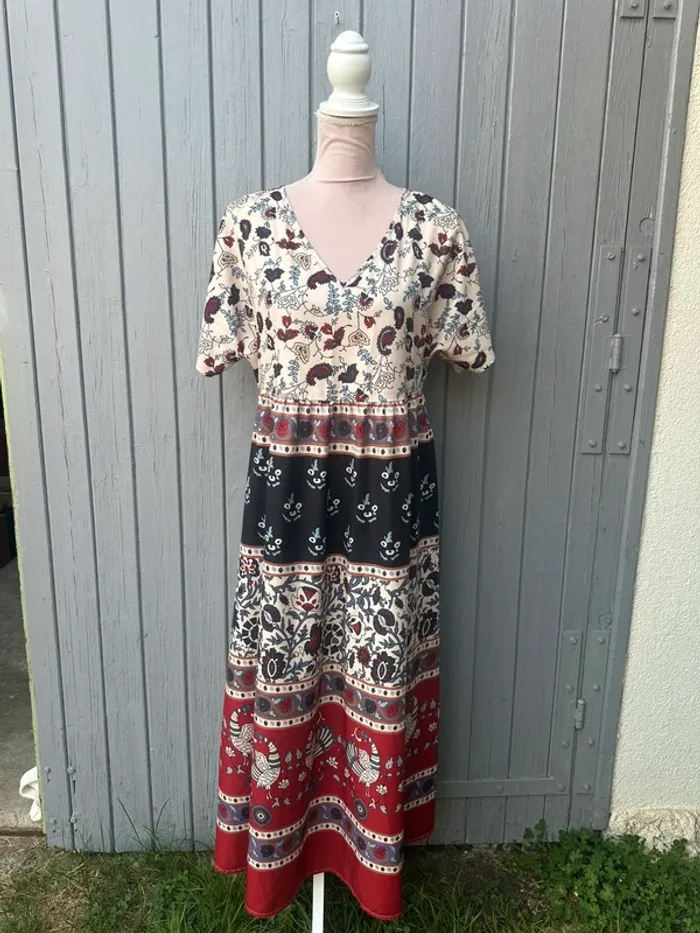 Robe longue été manches courtes fleuri Shein 38/M