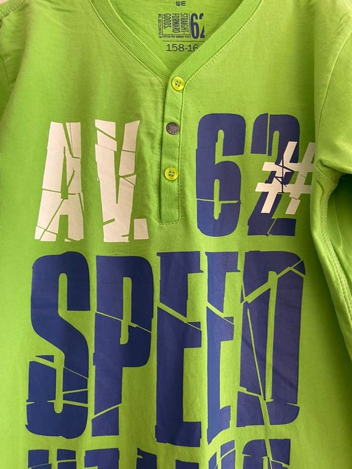 Tee-shirt vert We taille 14 ans 158-164 100% coton, manches courts, col en V, neuf - photo numéro 3
