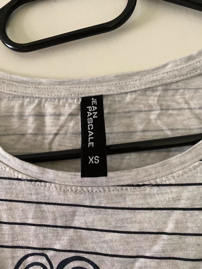 T-shirt manches 3/4 rayé cœurs Jean Pascale Taille XS - photo numéro 3
