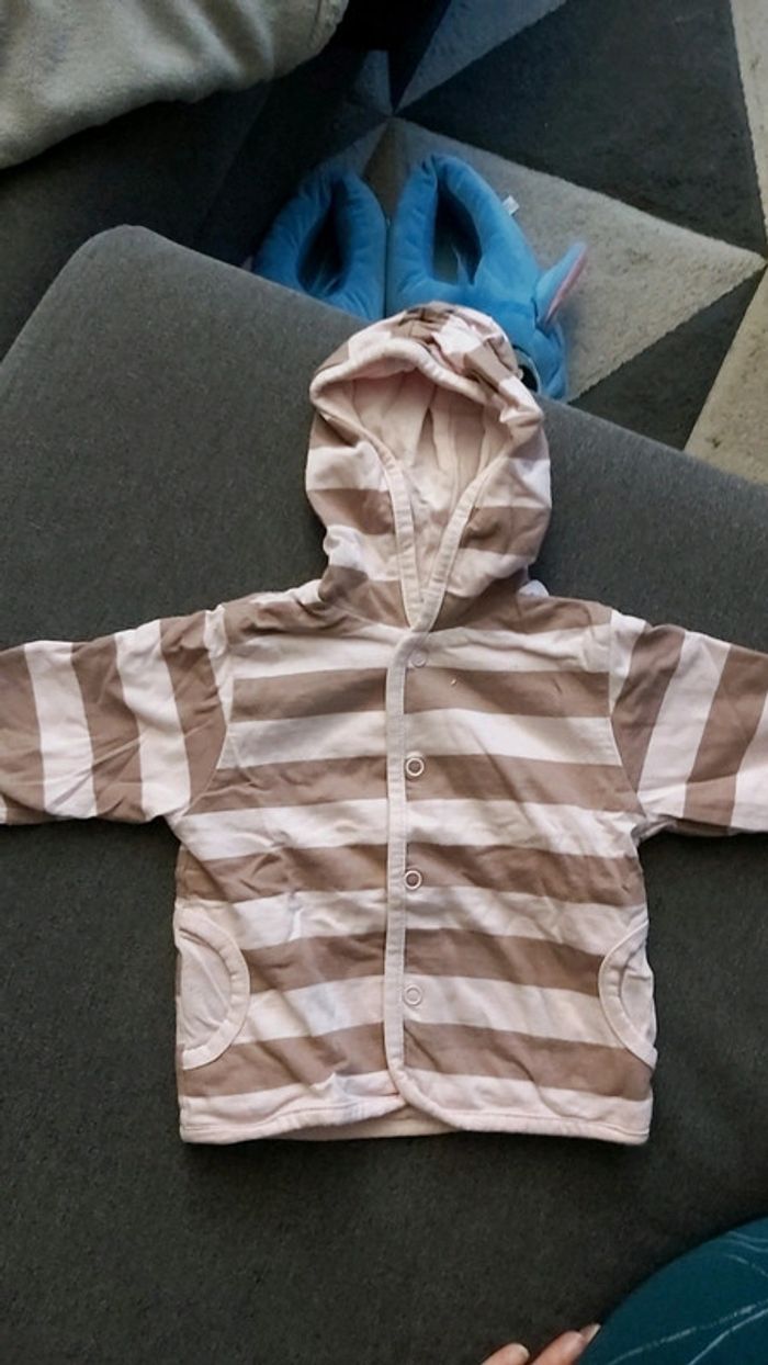 Sweat fille rose pale et marron clair