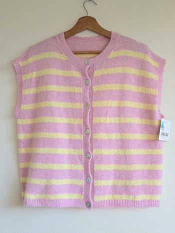 Gilet rayé rose et jaune sans manche neuf