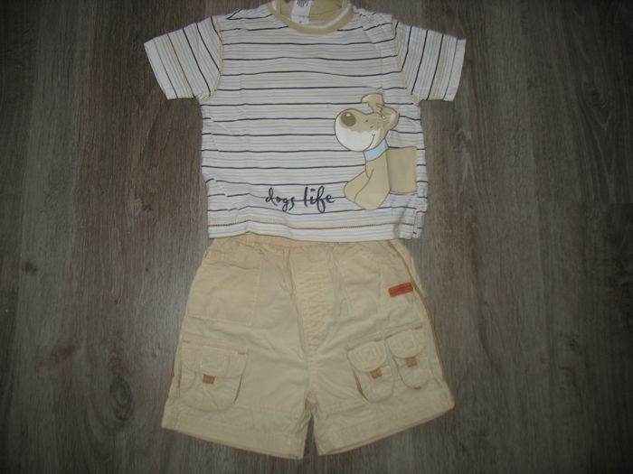 ENSEMBLE 2 PIÈCES BÉBÉ GARÇON : SHORT + TEE SHIRT MC "C&A" - 6 MOIS - n°08