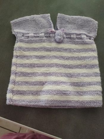 Robe courte laine parme et blanc