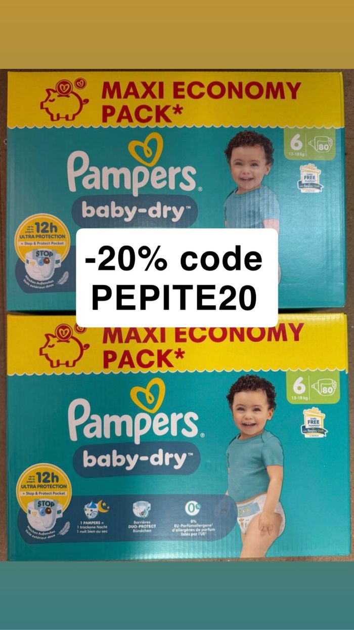 160 couches taille 6 Pampers baby dry