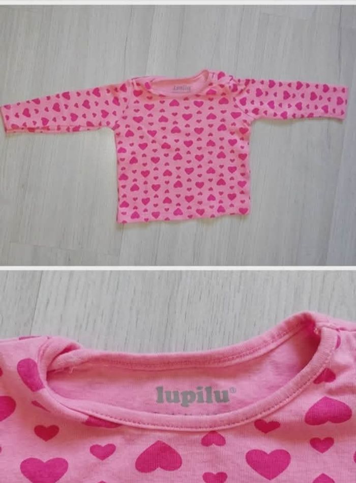 Manches Longues Rose à Motifs Cœurs - Lupilu - 6 mois