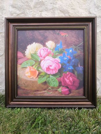 Tableau peinture fleurs rosé