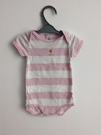 Body petit bateau 6 mois rayé rose et blanc