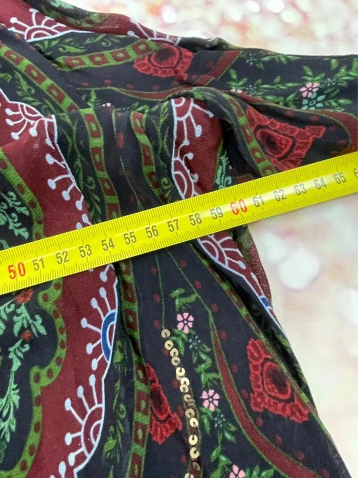 Chemise ZARA voile sequins paisley et col velours L - photo numéro 5