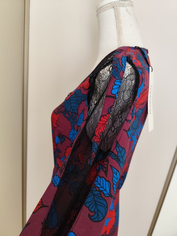 Robe Morgan taille 40 bordeaux motif floral automne hiver - photo numéro 6