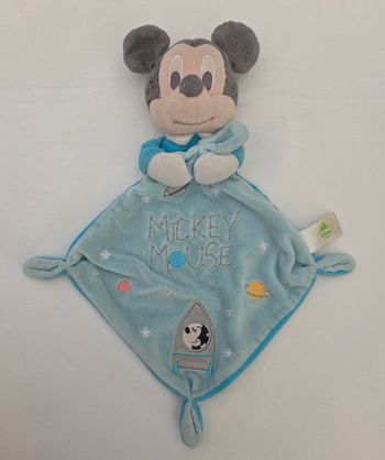 Doudou plat Mickey bleu ciel - Mickey Mouse - Fusée- Disney