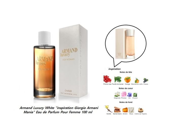 Armand Luxury White "inspi Armani Mania" Eau de Parfum Pour Femme 100 ml - photo numéro 2