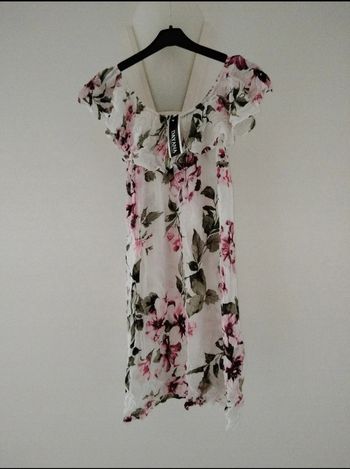 Tunique/robe blanche à fleurs femmes