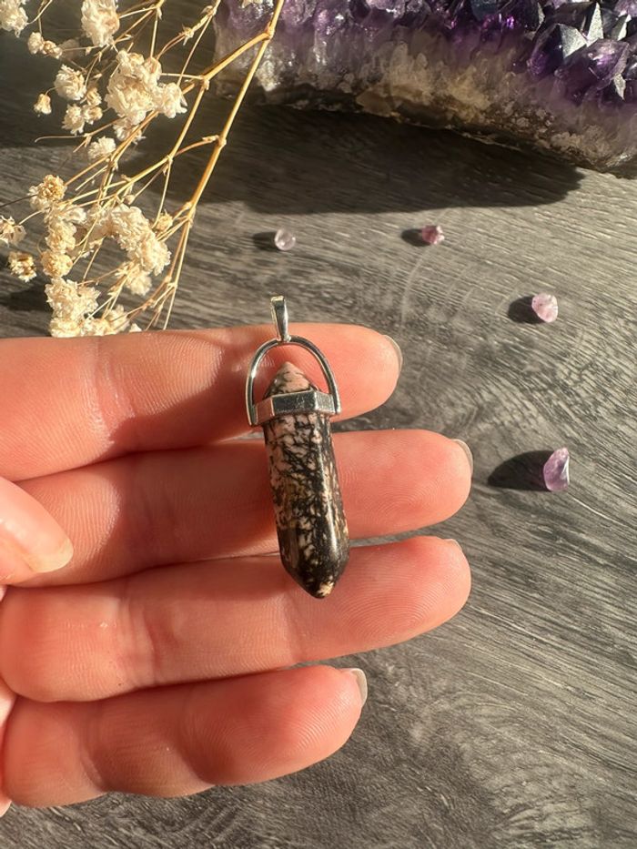Pendentif pendule en Rhodonite véritable - Pierre naturelle - photo numéro 4