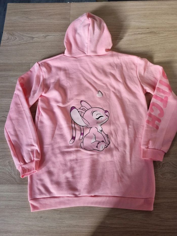Pull à capuche Stitch monde Disney rose Femme Taille L - photo numéro 3