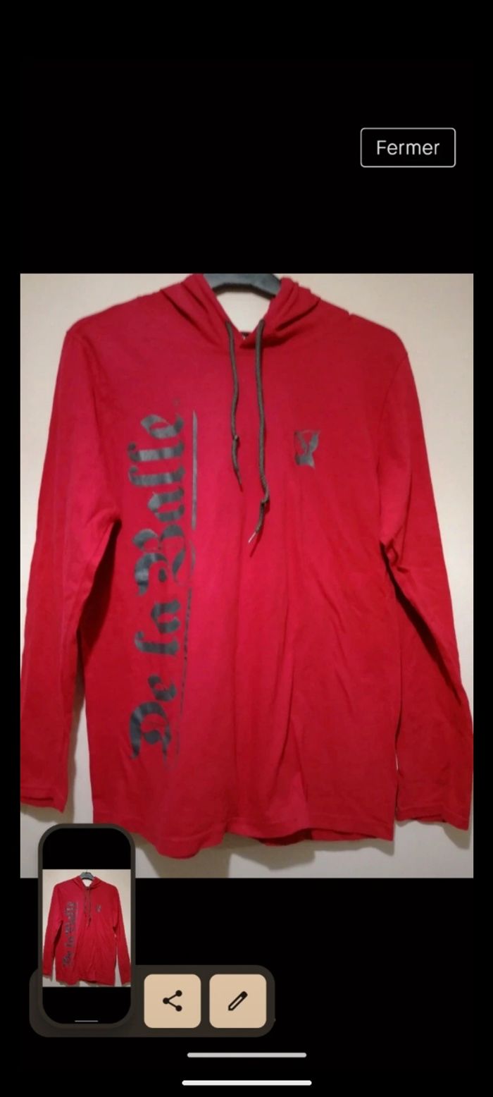 Sweat vintage rouge marque De la balle, année 1957. Taille M - photo numéro 2