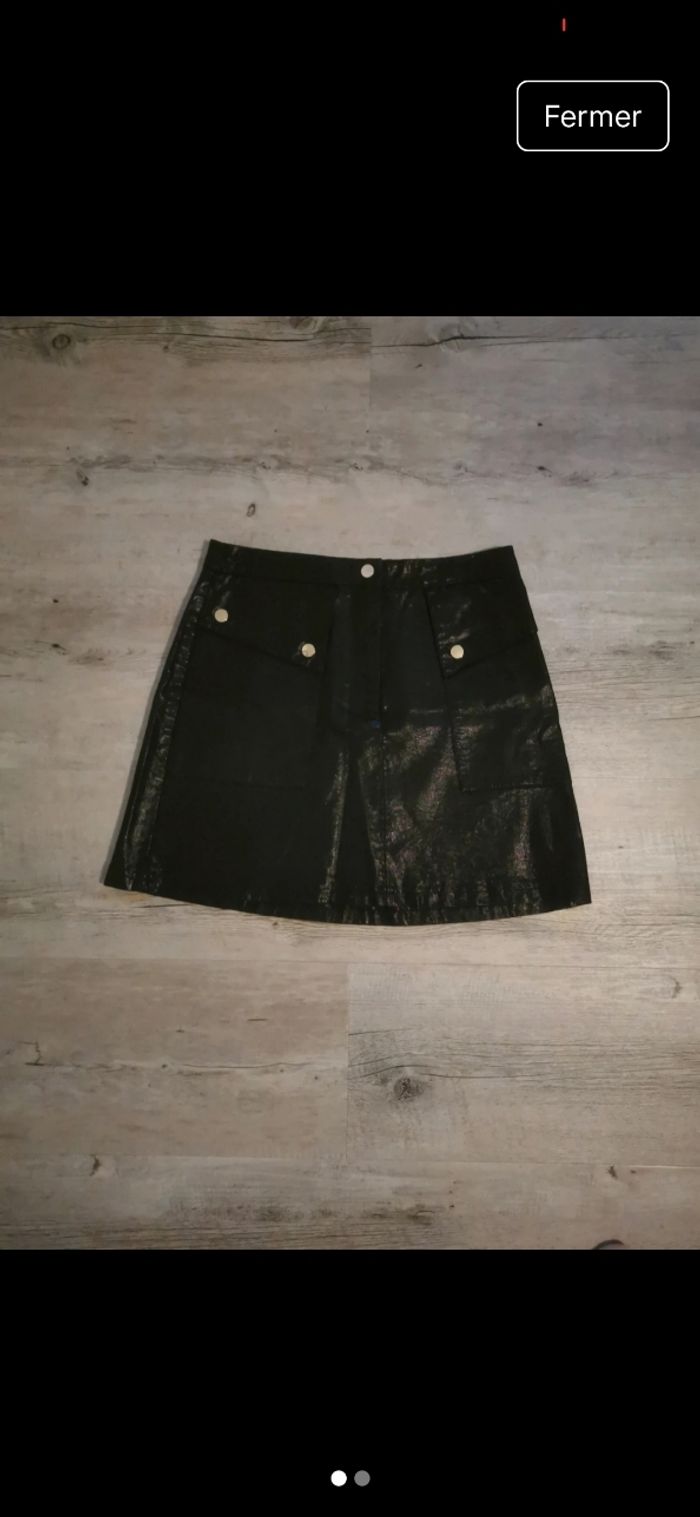 Jupe cirée noire Zara