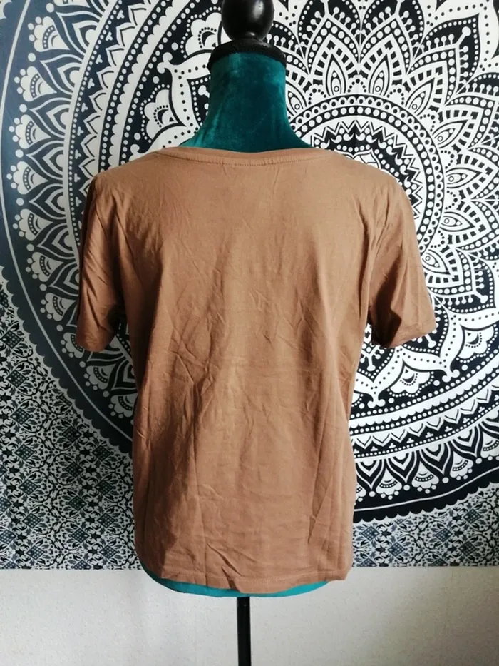 Tee-shirt marron bambi et pan pan avec lignes et écriture / disney / (L) - photo numéro 5
