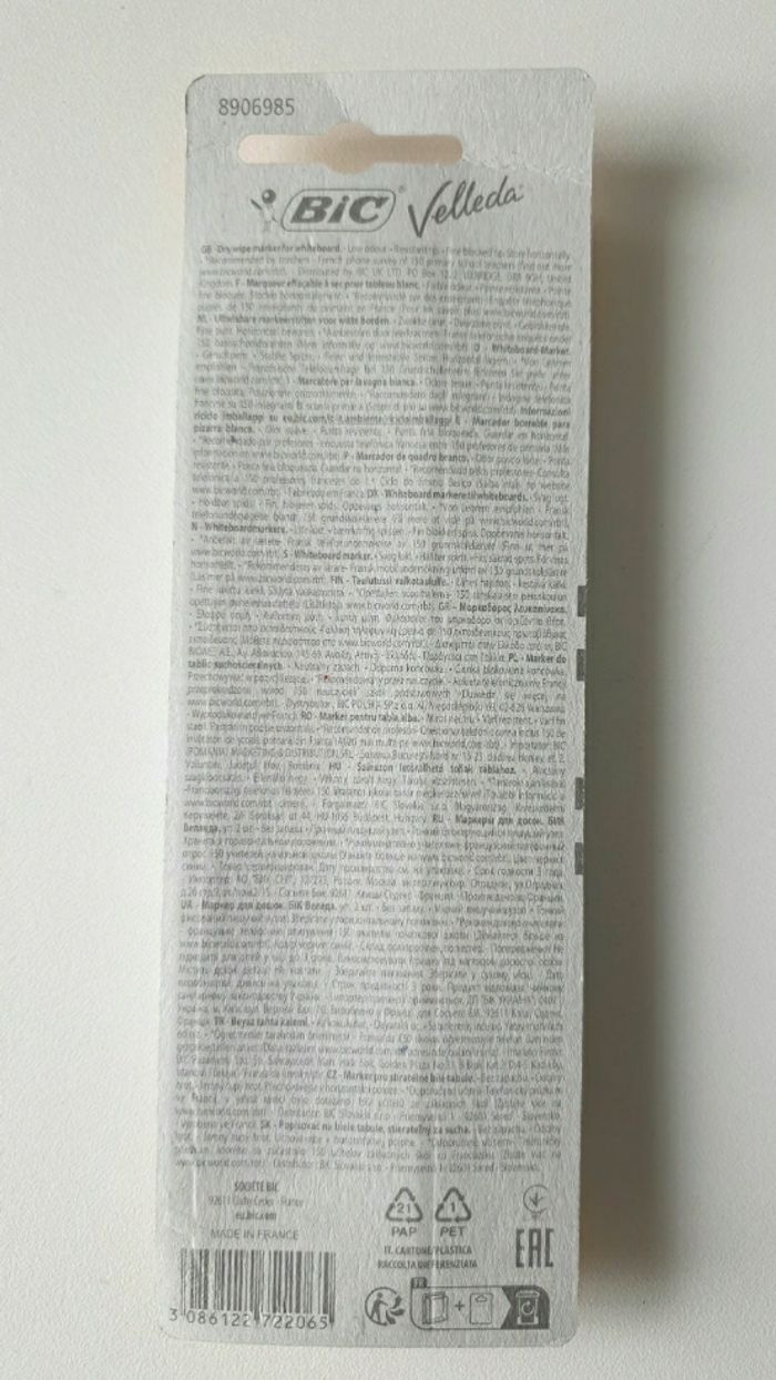 Neuf fournitures scolaires lot 2 stylos feutres effaçables BIC pour ardoise tableau blanc  Velleda - photo numéro 2
