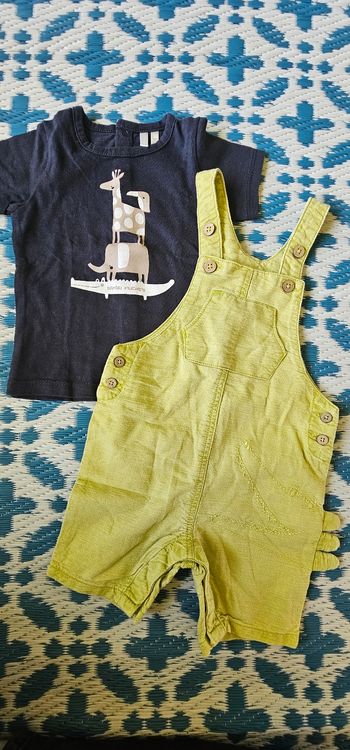 Salopette tee shirt jungle crocodile garçon 6mois