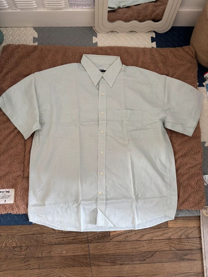 Chemise verte manches courtes à motif - photo numéro 3