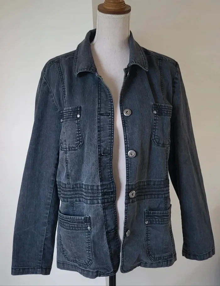 Veste en jean grise anthracite Ep Taille 44 46 - photo numéro 2